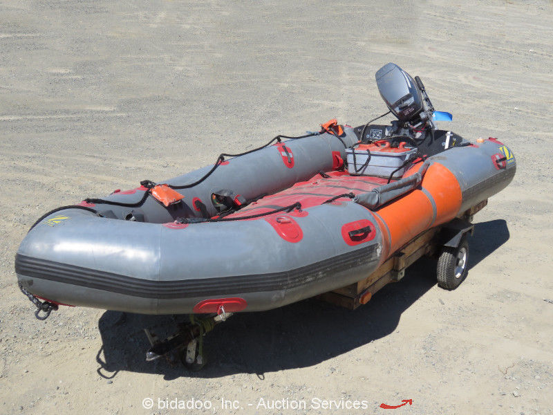 Zodiac Minuteman 420 Inflatable Rescue Boat Yamaha 25Hp Outboard w/ Trailer