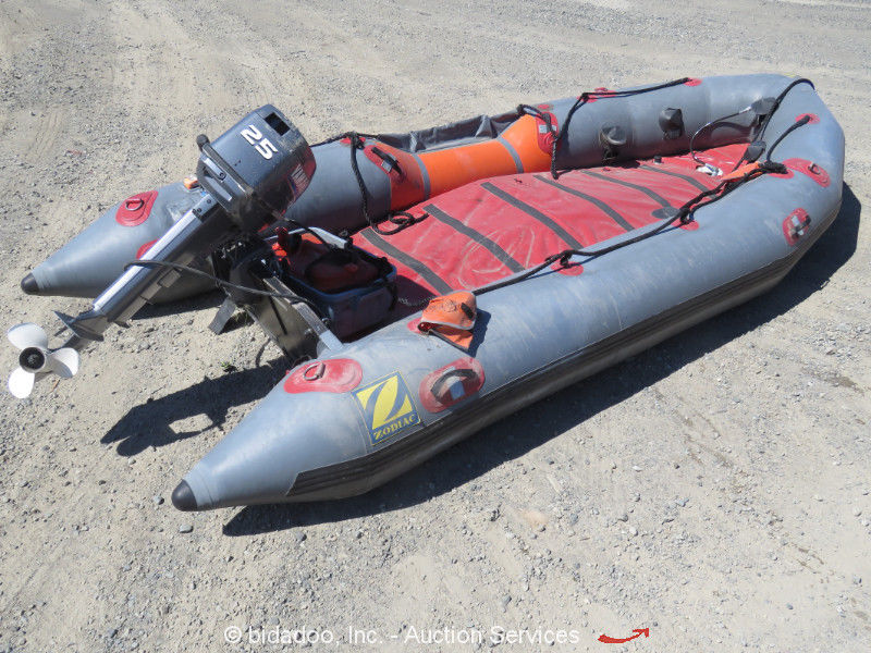 Zodiac Minuteman 420 Inflatable Rescue Boat Yamaha 25Hp Outboard w/ Trailer