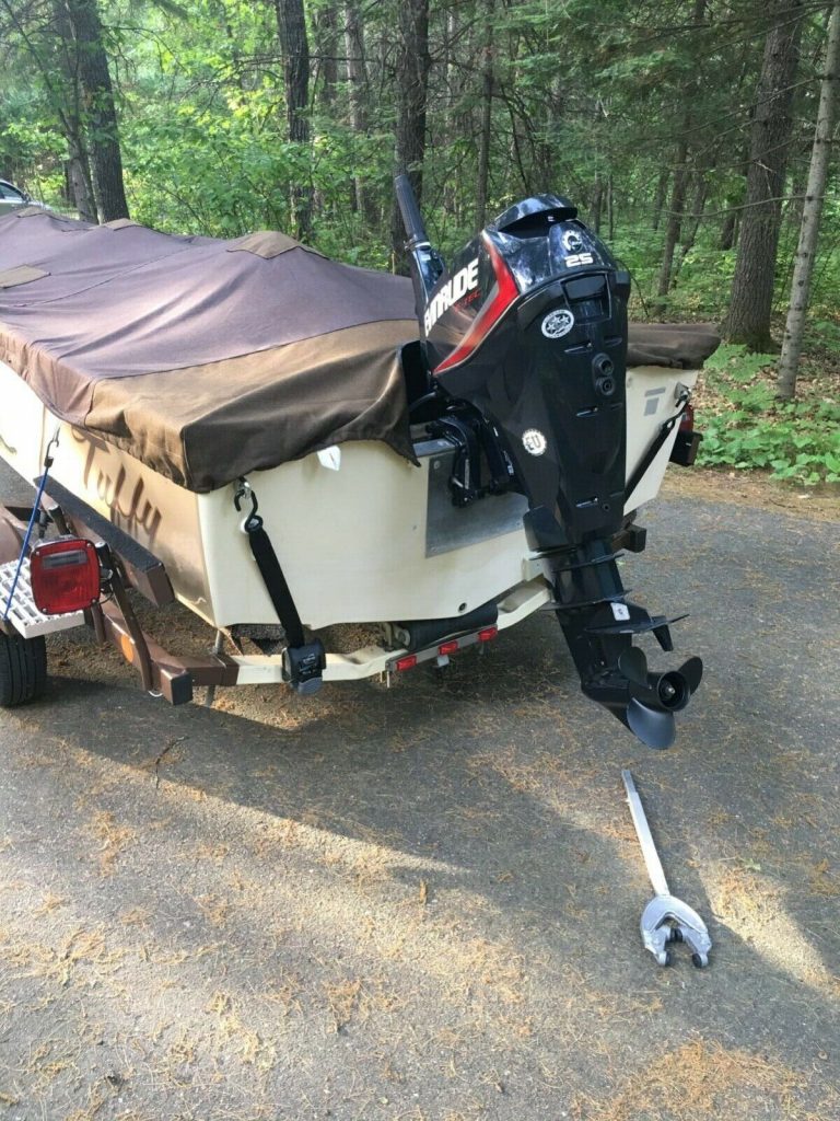 1985 Tuffy Resort 150 w/ 2014 25hp Evinrude E tec Approximately 10 Hours use.