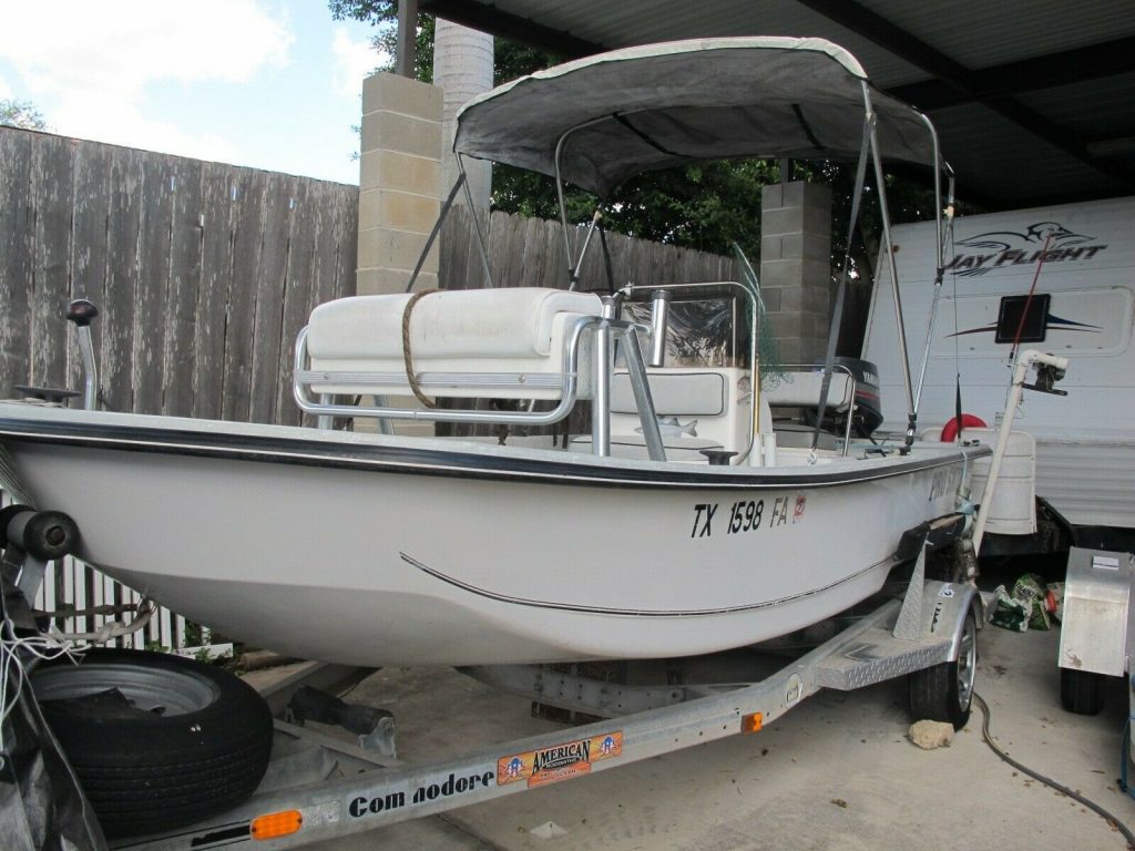 1997 Kenner Pro 16′ Skiff Fishing boat 60HP Motor, Trailer