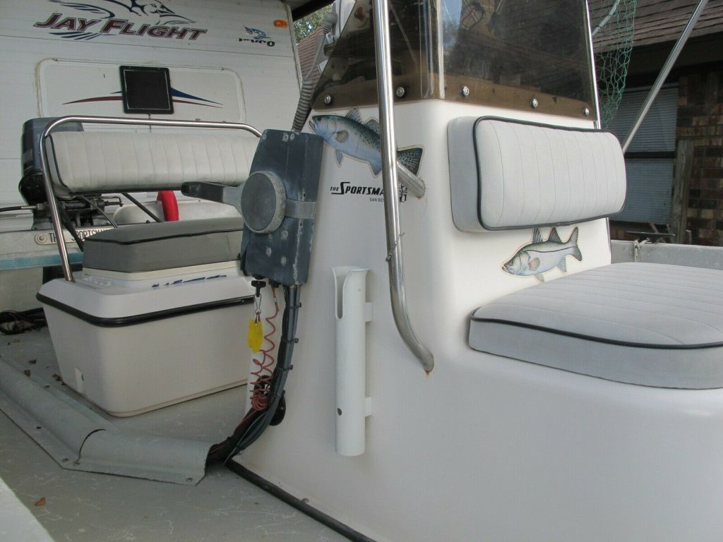 1997 Kenner Pro 16′ Skiff Fishing boat 60HP Motor, Trailer