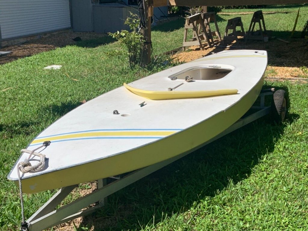 1973 AMF Alcort Sunfish with rigging and as-is dolly